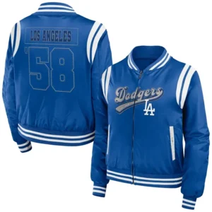 Los Angeles Dodgers Womens Bomber Full Zip Varsity Jacket Front