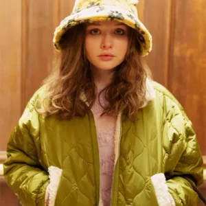 Lucy Only Murders in the Building Green Quilted Jacket