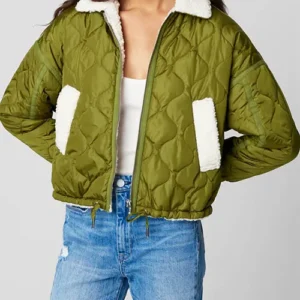 Lucy Only Murders in the Building Green Quilted Jacket For Sale