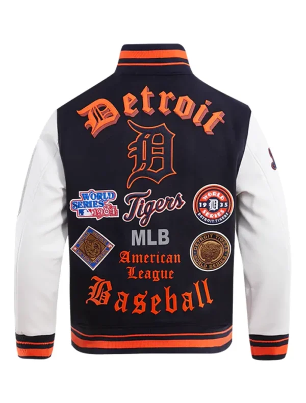 MLB Detroit Tigers Old English Varsity Jacket Back