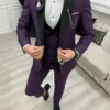 Men 3 Piece Purple Wedding Tuxedo Suit Closure