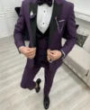 Men 3 Piece Purple Wedding Tuxedo Suit Closure