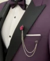 Men 3 Piece Purple Wedding Tuxedo Suit Collar