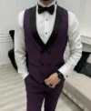 Men 3 Piece Purple Wedding Tuxedo Suit Vest