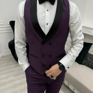 Men 3 Piece Purple Wedding Tuxedo Suit Vest