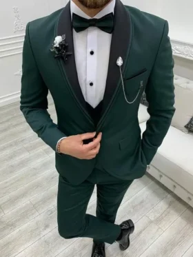 Men Emerald Green 3 Piece Green Tuxedo Suit