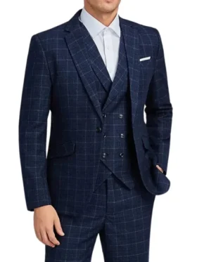 Mens 1920s Navy Blue Herringbone Suit