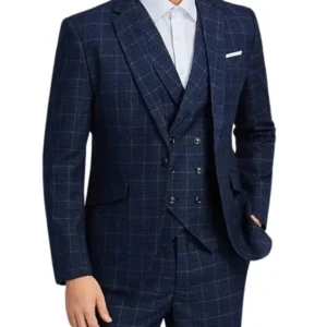 Mens 1920s Navy Blue Herringbone Suit