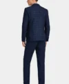 Mens 1920s Navy Blue Herringbone Suit Back