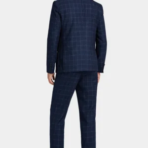 Mens 1920s Navy Blue Herringbone Suit Back