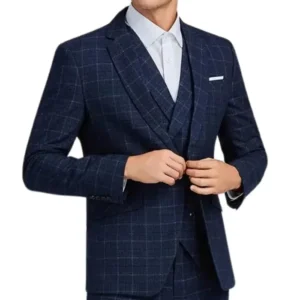 Mens 1920s Navy Blue Herringbone Suit Open