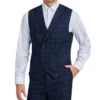 Mens 1920s Navy Blue Herringbone Suit Vest