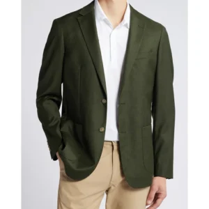 Mens 2 Piece Classic Green And Beige Suit