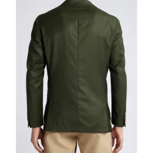 Mens 2 Piece Classic Green And Beige Suit Back