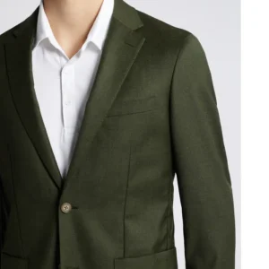 Mens 2 Piece Classic Green And Beige Suit Collar