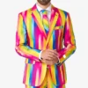 Mens 2 Piece Rainbow Glaze Trendy Suit