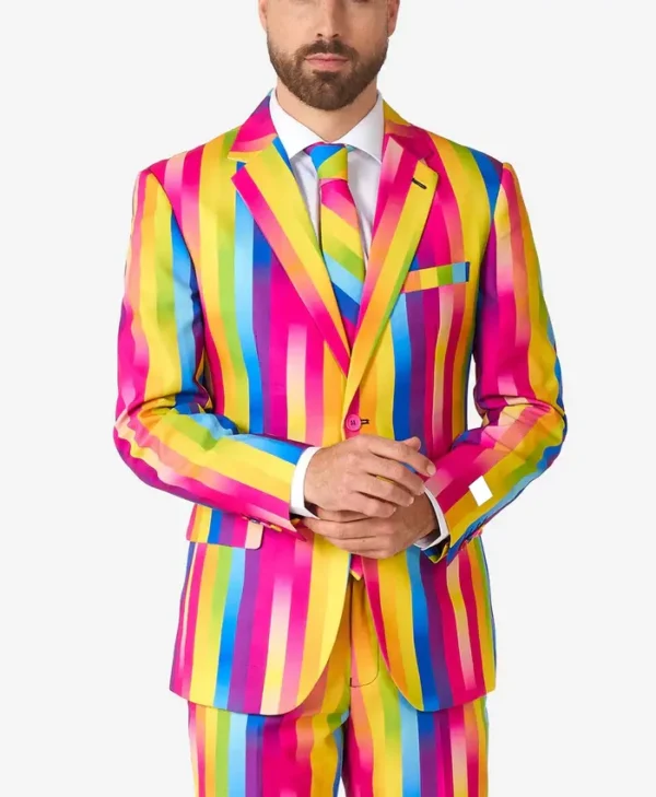 Mens 2 Piece Rainbow Glaze Trendy Suit