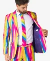 Mens 2 Piece Rainbow Glaze Trendy Suit Clouser
