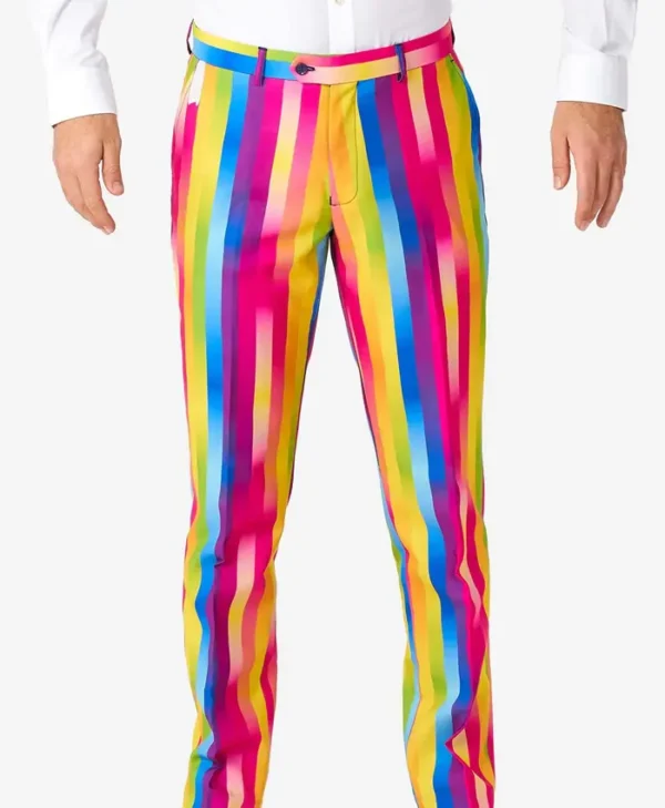 Mens 2 Piece Rainbow Glaze Trendy Suit Trouser