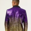Mens 2 Piece Sequins Purple Slim Fit Suit Back
