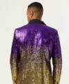 Mens 2 Piece Sequins Purple Slim Fit Suit Back