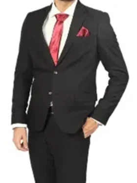 Mens 2 Piece Slim Fit Black Formal Wedding Prom Dinner Suit