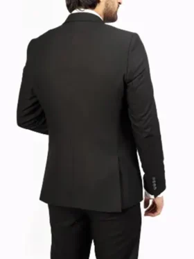 Mens 2 Piece Slim Fit Black Formal Wedding Prom Dinner Suit Back