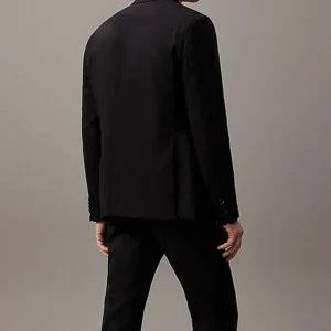 Mens 2 Piece Slim Fit Black Lapel Suit Back
