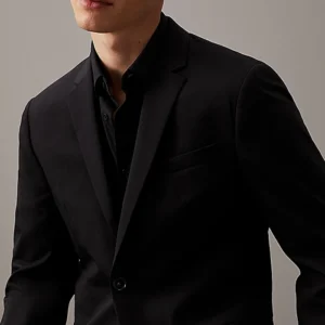 Mens 2 Piece Slim Fit Black Lapel Suit Collar
