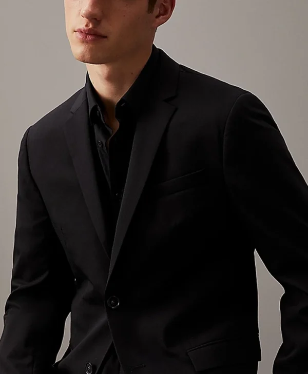 Mens 2 Piece Slim Fit Black Lapel Suit Collar