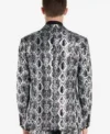 Mens 2 Piece Stylish Silver Snake Suit Back