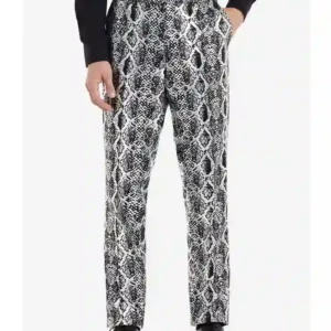 Mens 2 Piece Stylish Silver Snake Suit Trouser