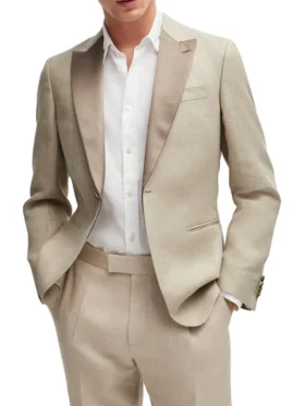 Mens 2 piece Beige Wedding Tuxedo 