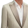 Mens 2 piece Beige Wedding Tuxedo Collar
