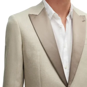 Mens 2 piece Beige Wedding Tuxedo Collar