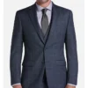 Mens 2024 Blue Slim Fit Windowpane Suit Straight