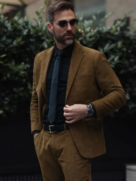 Mens 2024 Brown Corduroy Suit
