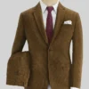 Mens 2024 Brown Corduroy Suit Blazer Pant