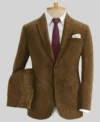 Mens 2024 Brown Corduroy Suit Blazer Pant