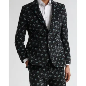 Mens 2024 Floral Cotton Corduroy Suit Jacket