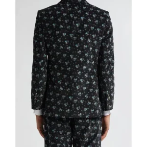 Mens 2024 Floral Cotton Corduroy Suit Jacket Back