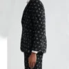 Mens 2024 Floral Cotton Corduroy Suit Jacket Side Pose