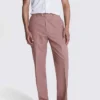 Mens 2024 Relaxed Fit Dusty Pink Suit Trouser
