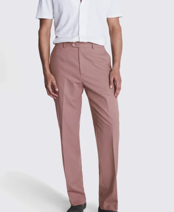 Mens 2024 Relaxed Fit Dusty Pink Suit Trouser