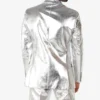 Mens 2024 Shiny Silver Stylish Suit Back