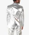 Mens 2024 Shiny Silver Stylish Suit Back