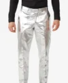 Mens 2024 Shiny Silver Stylish Suit Pant
