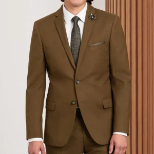 Mens 2024 Slim Fit Caramel Solid Suit