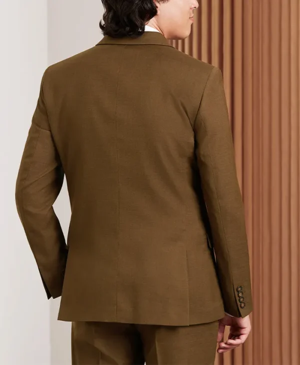 Mens 2024 Slim Fit Caramel Solid Suit Back