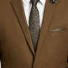 Mens 2024 Slim Fit Caramel Solid Suit Collar